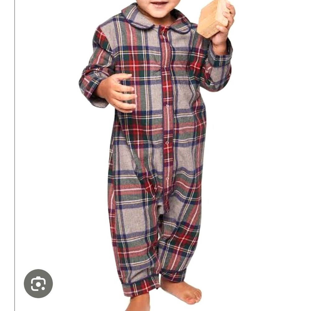 Petite Plume Baby's Coveralls 3-6 Months Gray Westminster Tartan Plaid Flannel